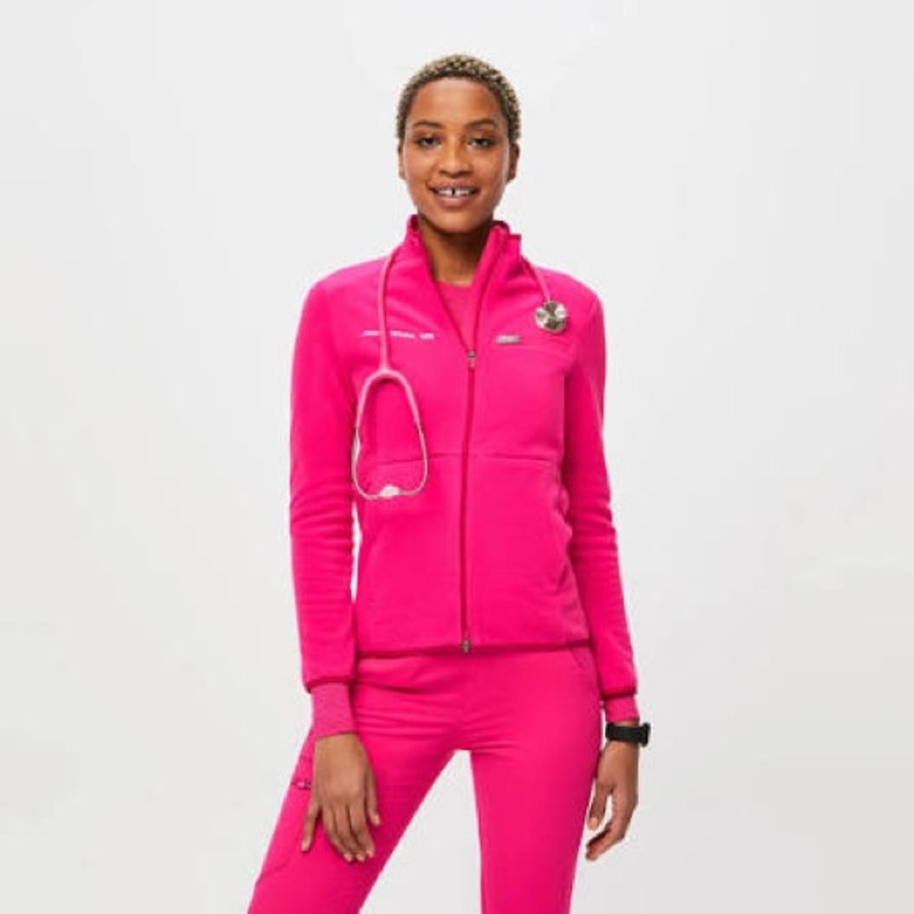 NWOT FIGS Hot Pink On-Shift Fleece Jacket